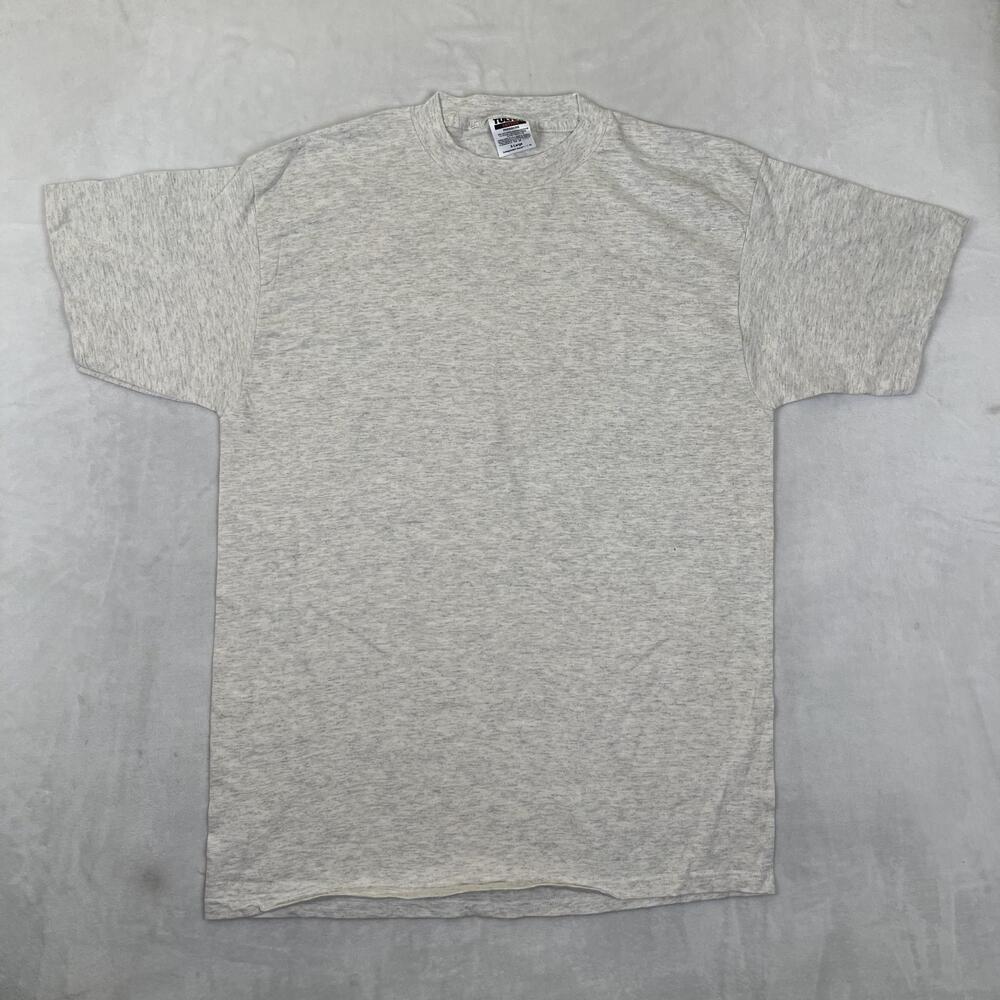 Vintage Tultex Heather Gray Solid Blank T-Shirt Mens XL Preshrunk USA Fabric